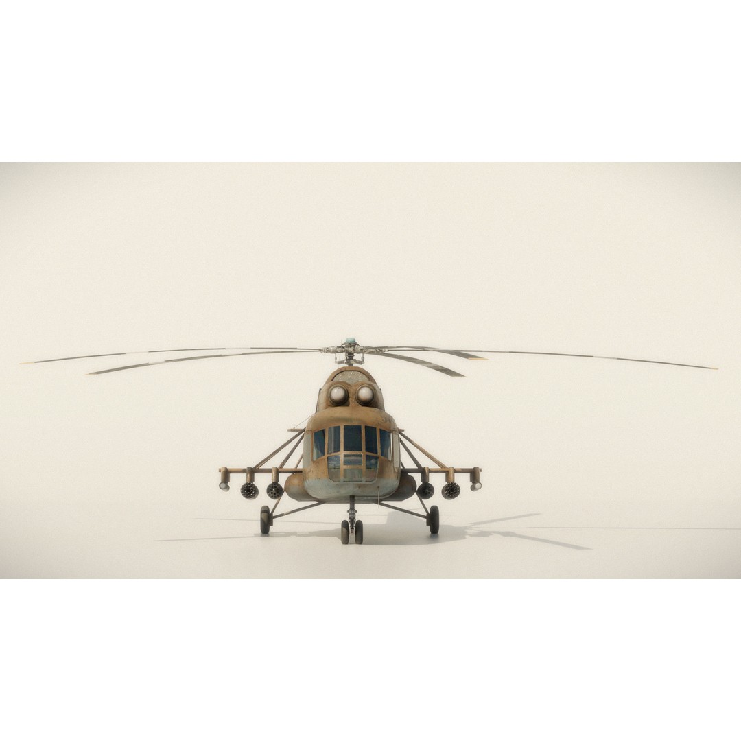 Soviet Military Transport Helicopter 3D Model – Low Poly Game Asset, FBX - View 8