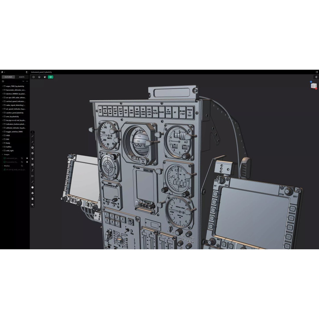AH-6 Little Bird Front Instrument Panel 3D Model – High Poly CAD Asset, Blender, FBX