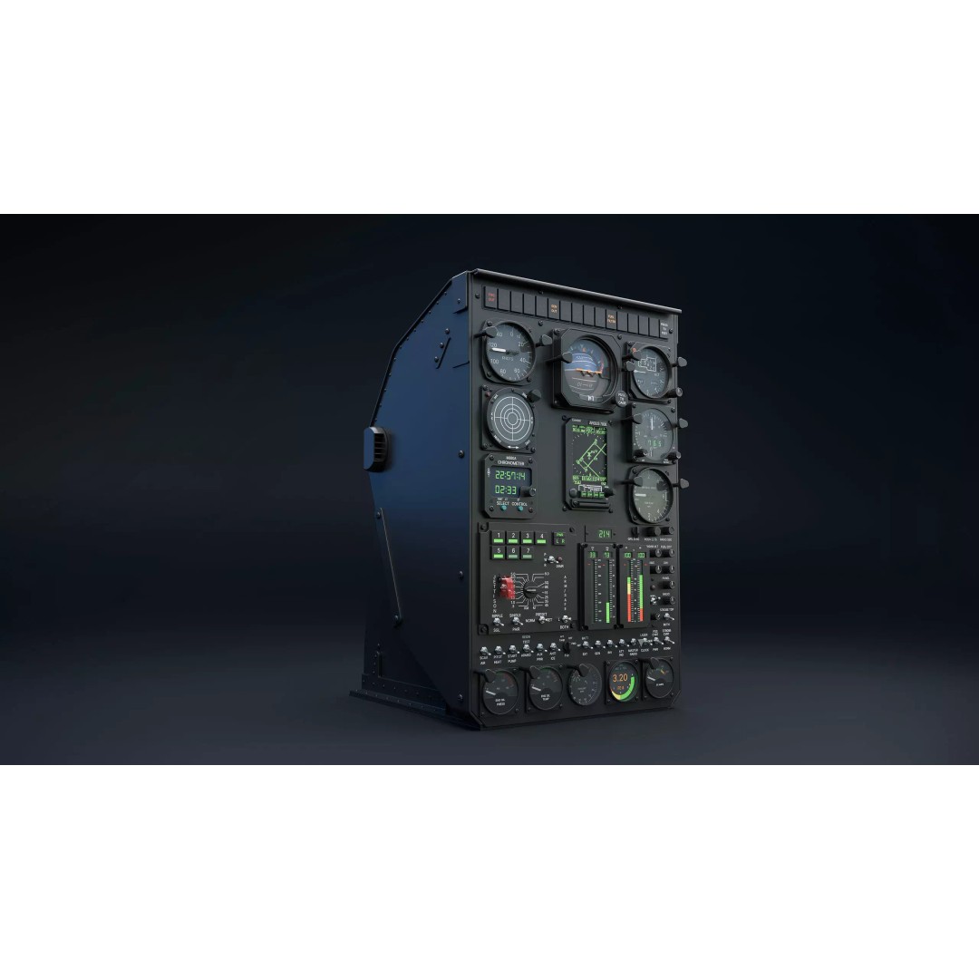 AH-6 Little Bird Front Instrument Panel 3D Model – High Poly CAD Asset, Blender, FBX - View 3