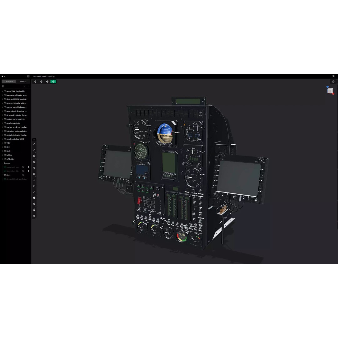 AH-6 Little Bird Front Instrument Panel 3D Model – High Poly CAD Asset, Blender, FBX - View 9