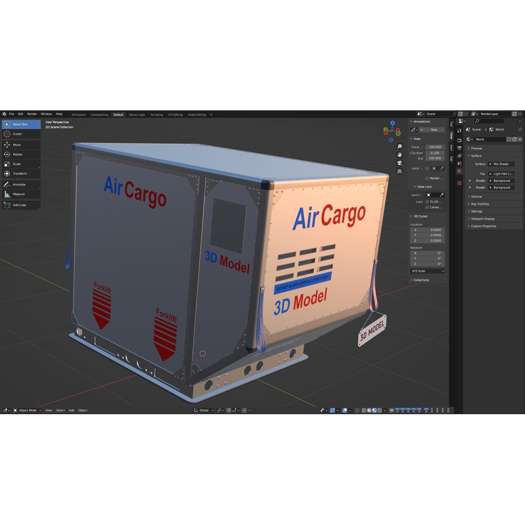 Air Cargo Container 3D Model – Detailed Industrial Asset, Blender & FBX - View 11