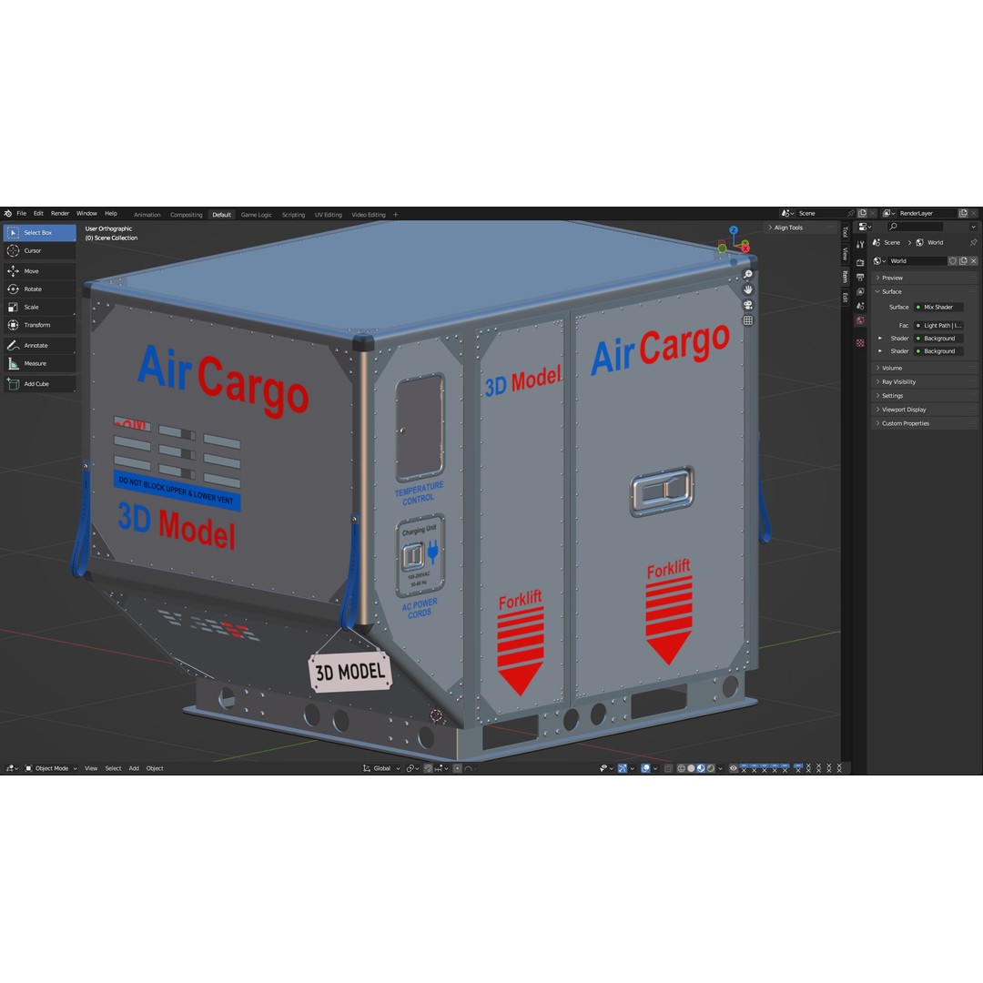 Air Cargo Container 3D Model – Detailed Industrial Asset, Blender & FBX - View 12