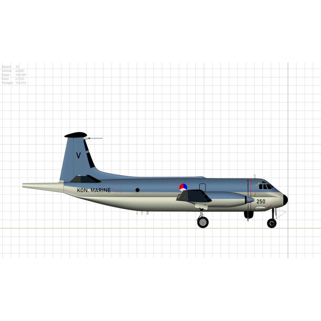Dassault Breguet Br 1150 Atlantic 3D Model – Low-Poly Military Aircraft, FBX, OBJ - View 12