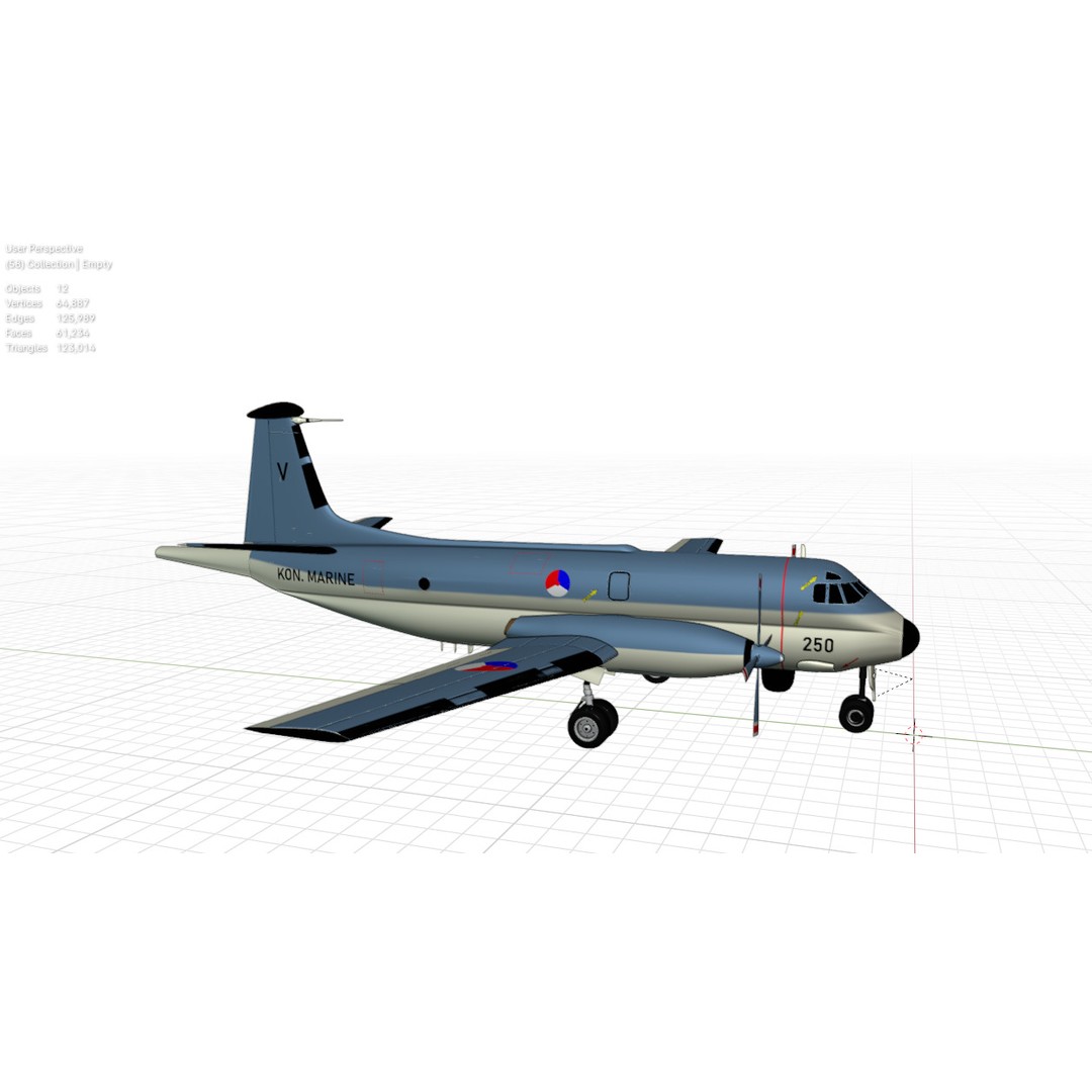 Dassault Breguet Br 1150 Atlantic 3D Model – Low-Poly Military Aircraft, FBX, OBJ - View 15