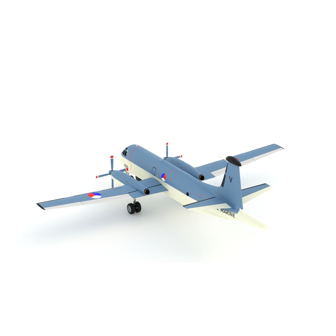 Dassault Breguet Br 1150 Atlantic 3D Model – Low-Poly Military Aircraft, FBX, OBJ - View 3