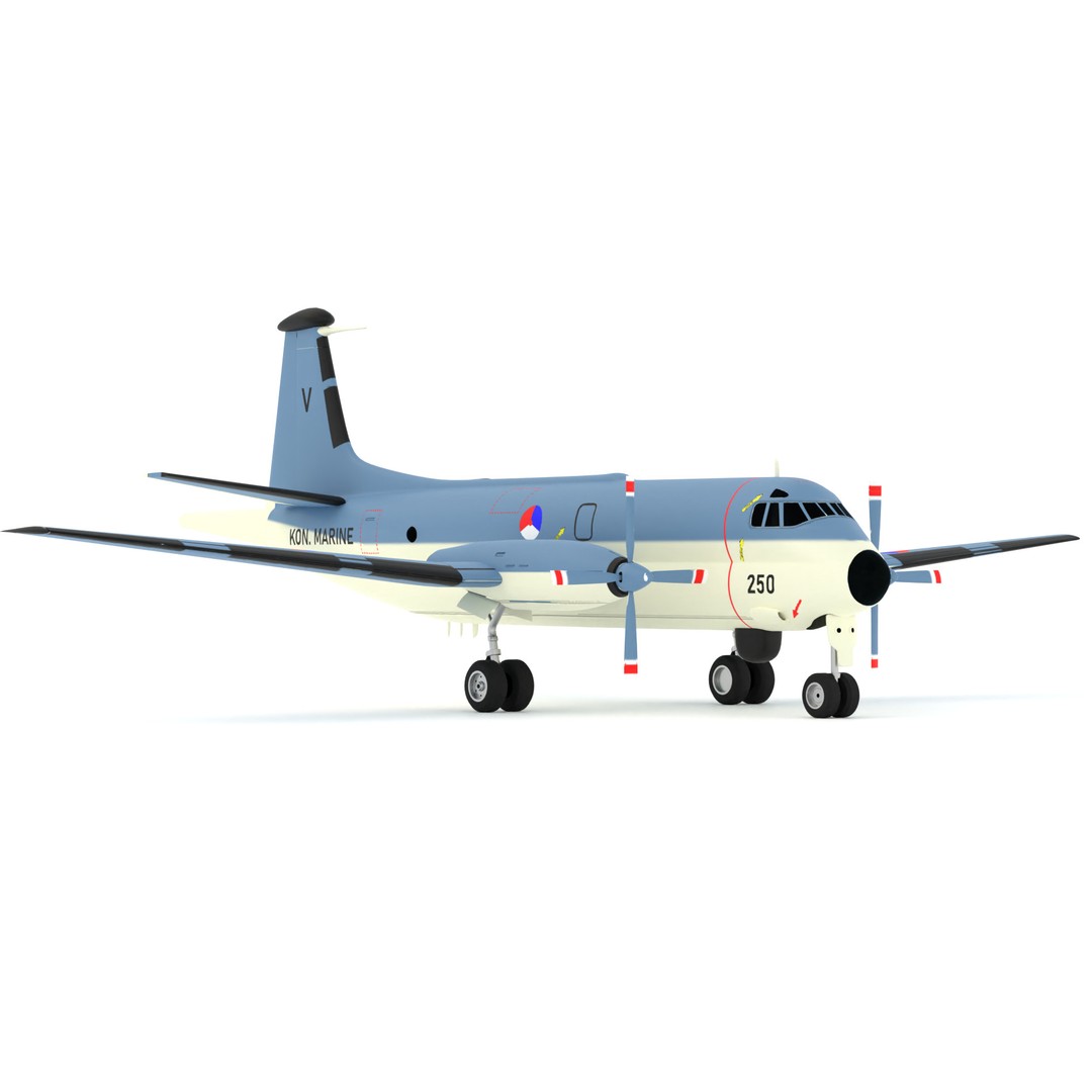 Dassault Breguet Br 1150 Atlantic 3D Model – Low-Poly Military Aircraft, FBX, OBJ - View 4
