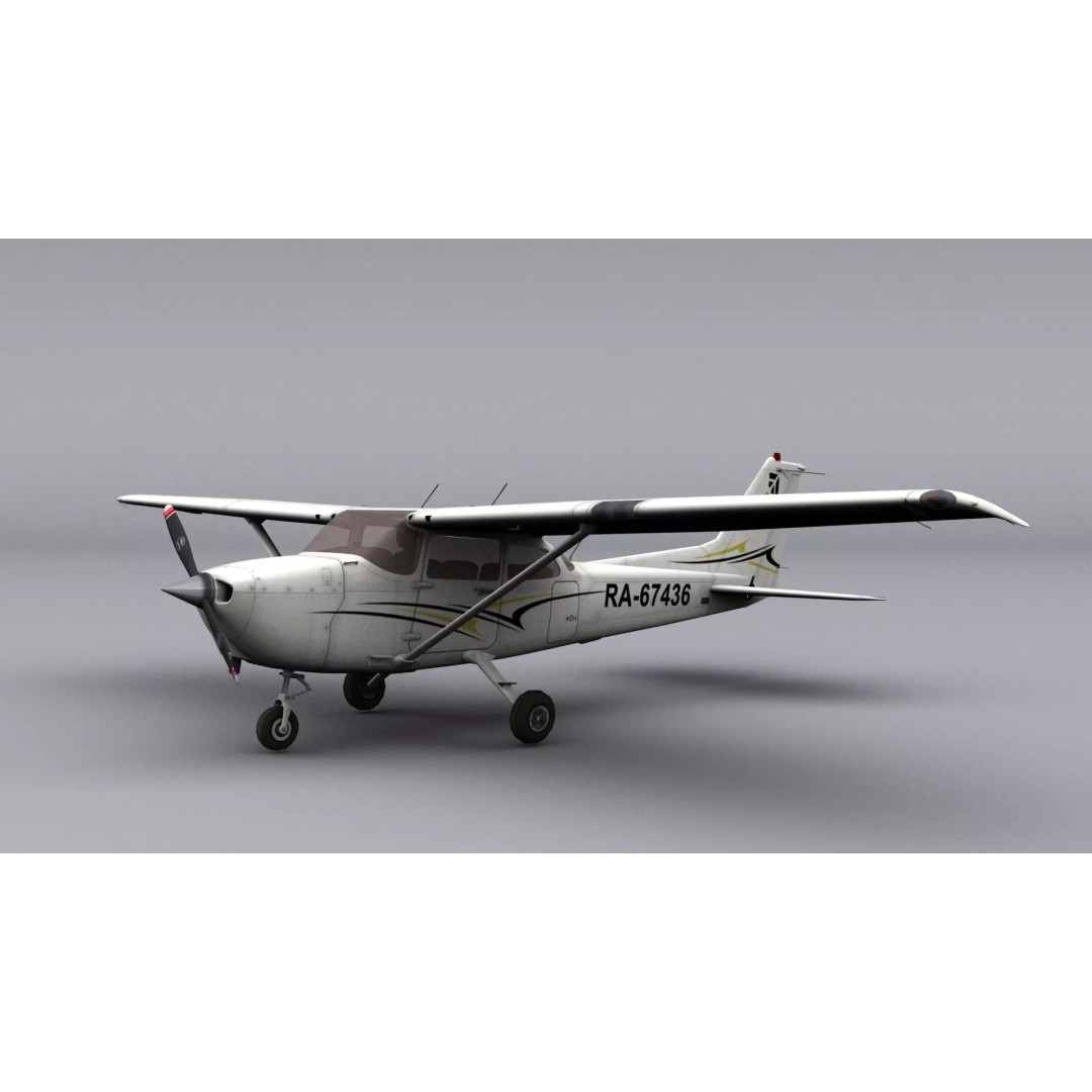 Cessna 172 3D Model – Low Poly Game Ready Aircraft, FBX, OBJ - View 2
