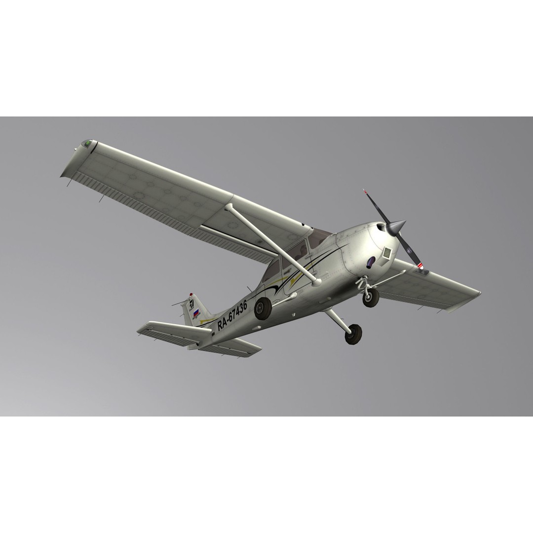 Cessna 172 3D Model – Low Poly Game Ready Aircraft, FBX, OBJ - View 3