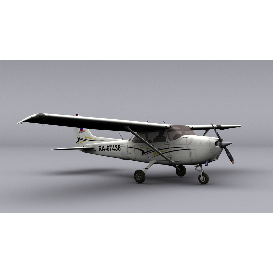 Cessna 172 3D Model – Low Poly Game Ready Aircraft, FBX, OBJ - View 4