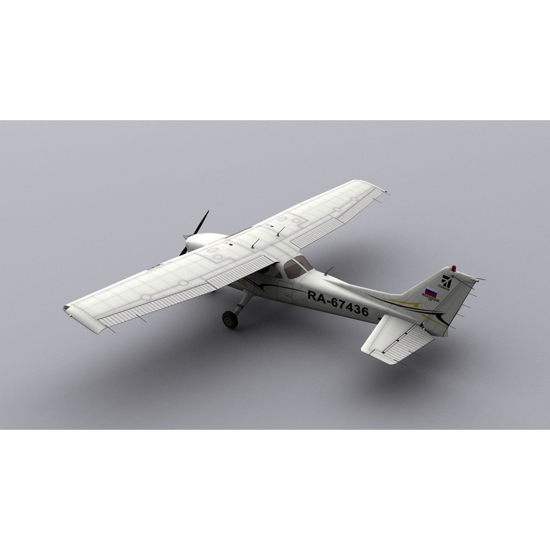 Cessna 172 3D Model – Low Poly Game Ready Aircraft, FBX, OBJ - View 7