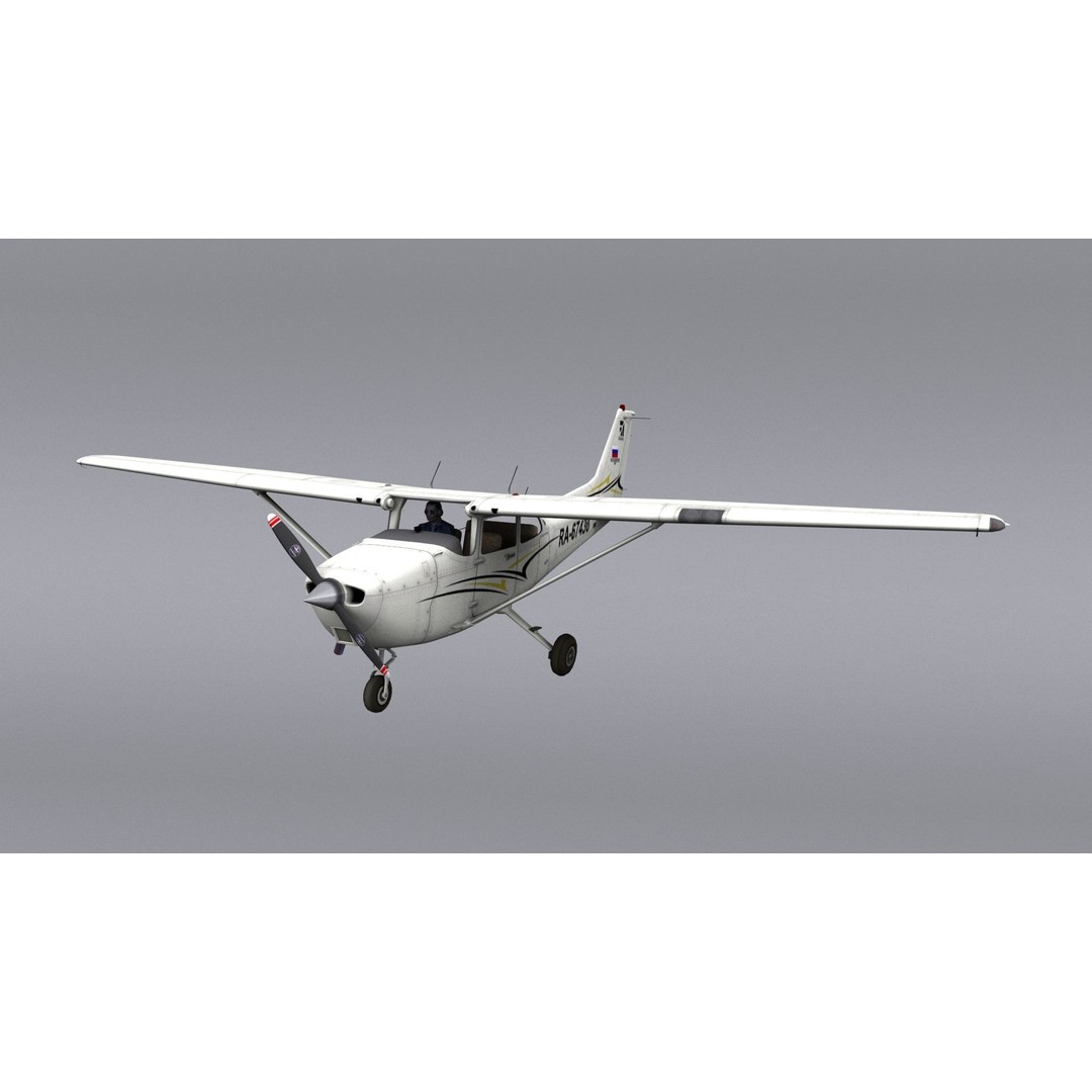 Cessna 172 3D Model – Low Poly Game Ready Aircraft, FBX, OBJ - View 8