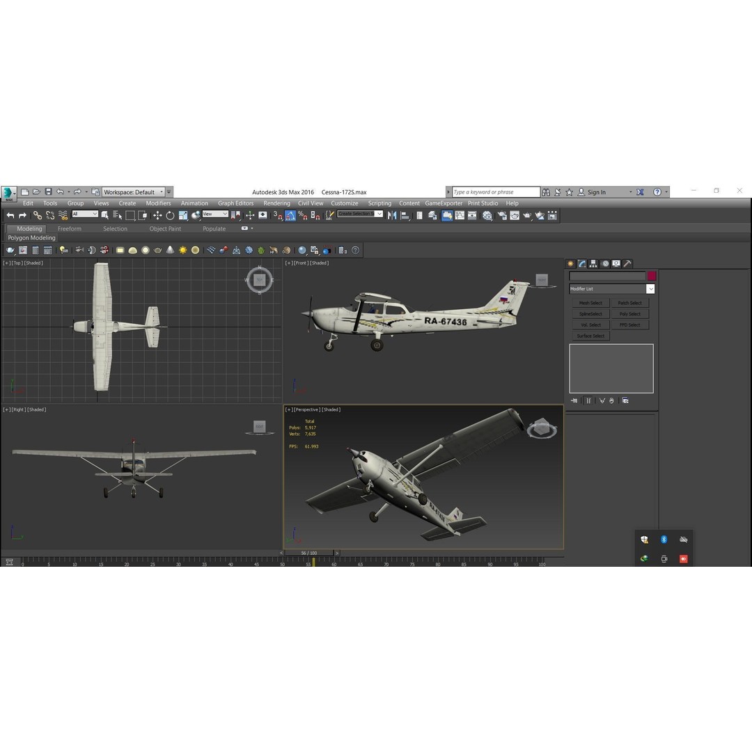 Cessna 172 3D Model – Low Poly Game Ready Aircraft, FBX, OBJ - View 9