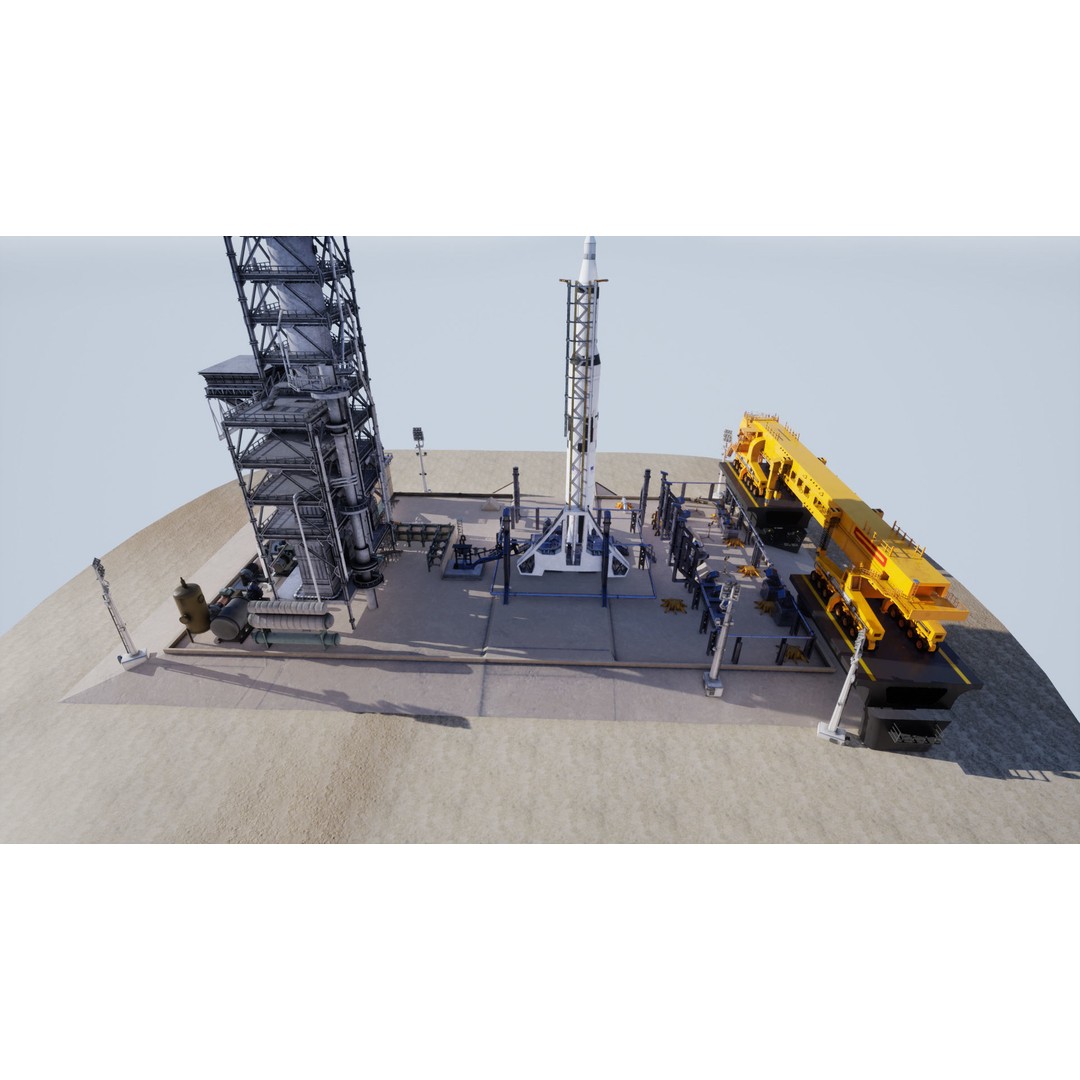 US Rocket Launch 3D Model – Low Poly PBR Environment, FBX - View 10