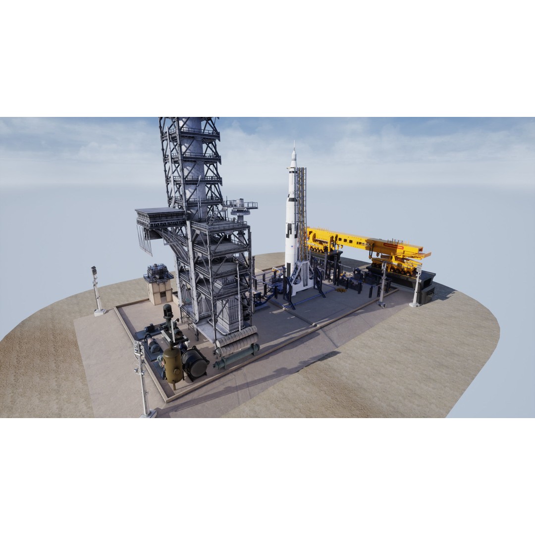 US Rocket Launch 3D Model – Low Poly PBR Environment, FBX - View 11