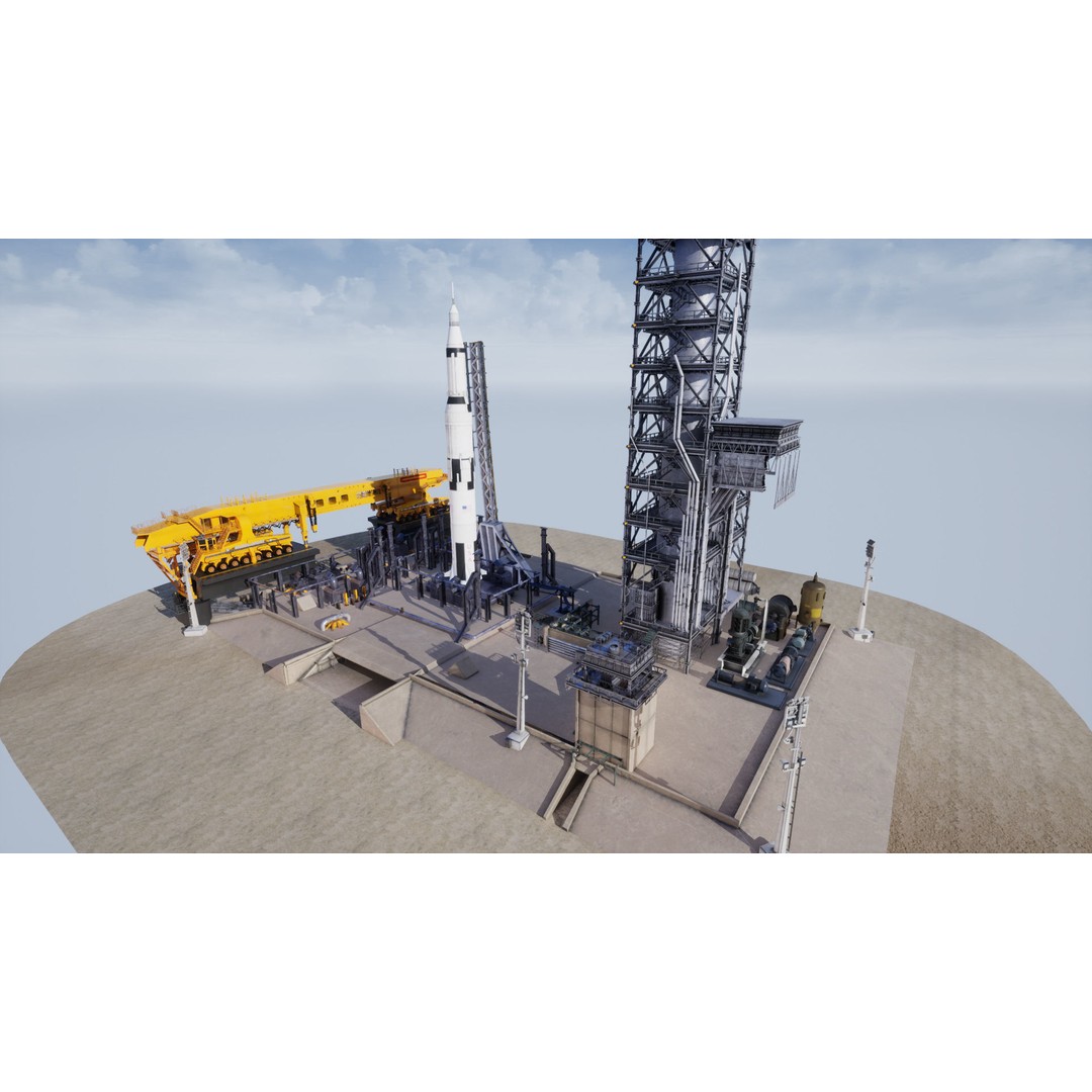 US Rocket Launch 3D Model – Low Poly PBR Environment, FBX - View 13