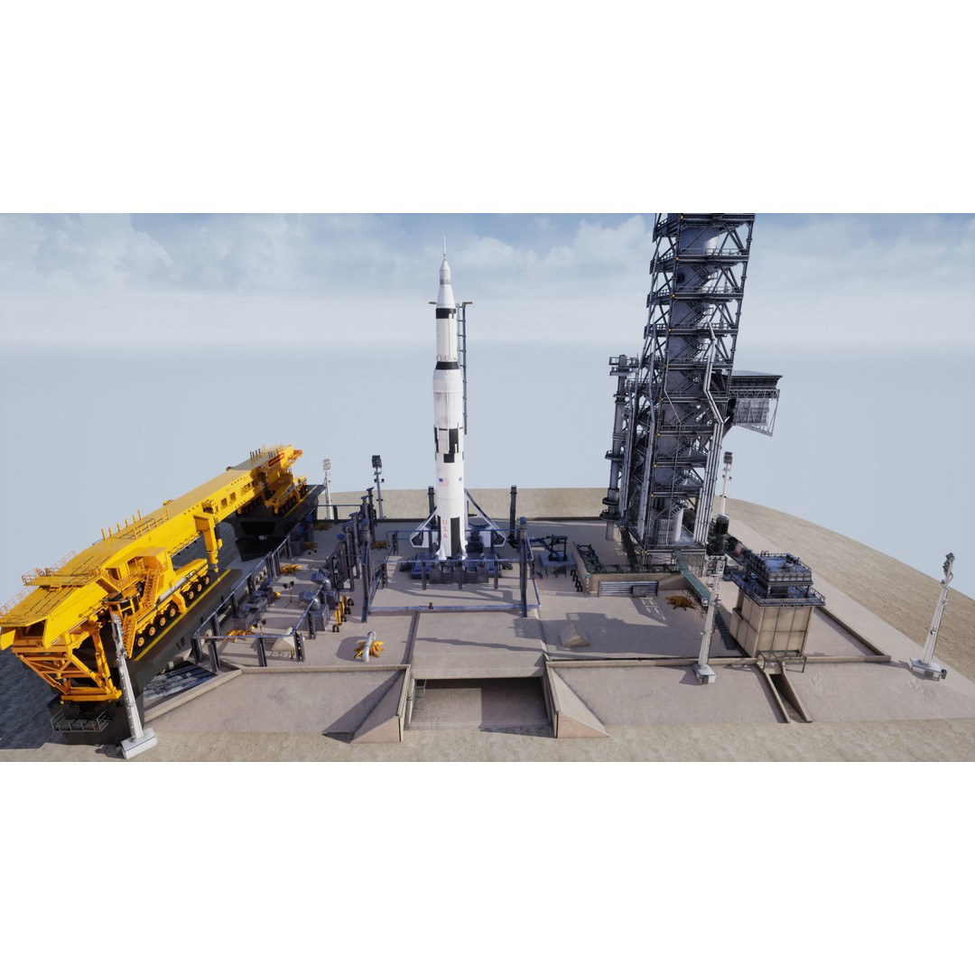 US Rocket Launch 3D Model – Low Poly PBR Environment, FBX - View 14