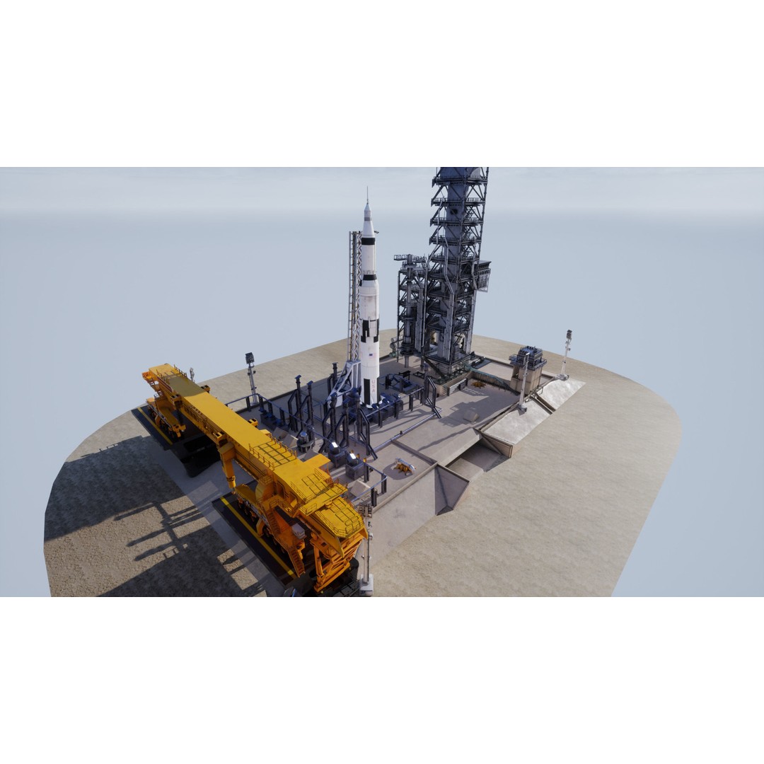 US Rocket Launch 3D Model – Low Poly PBR Environment, FBX - View 15