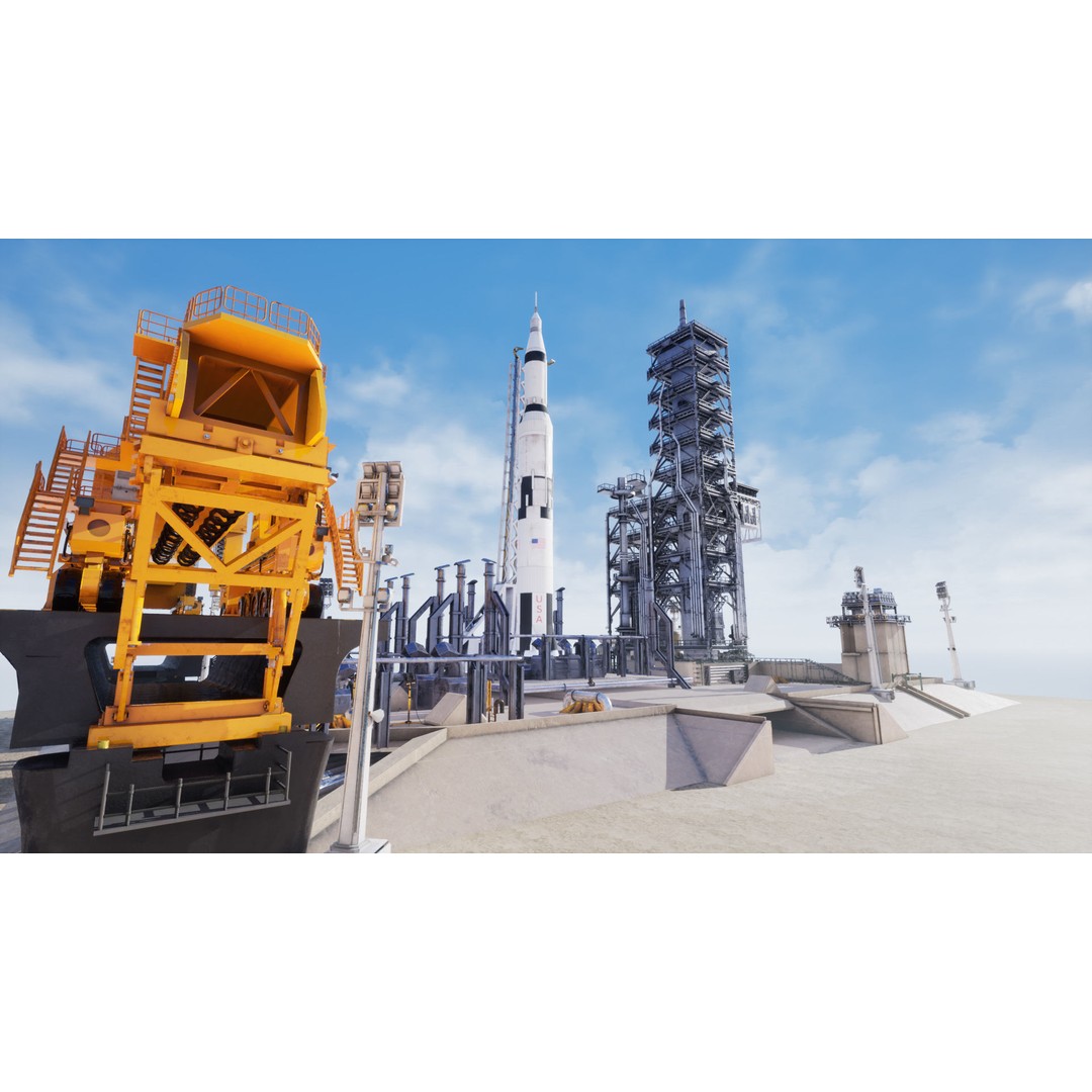 US Rocket Launch 3D Model – Low Poly PBR Environment, FBX - View 3