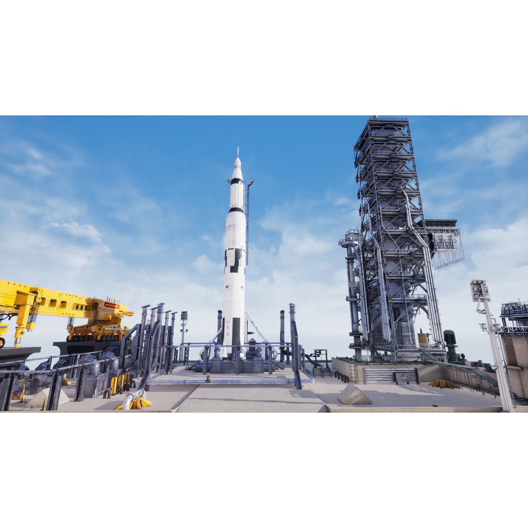 US Rocket Launch 3D Model – Low Poly PBR Environment, FBX - View 4