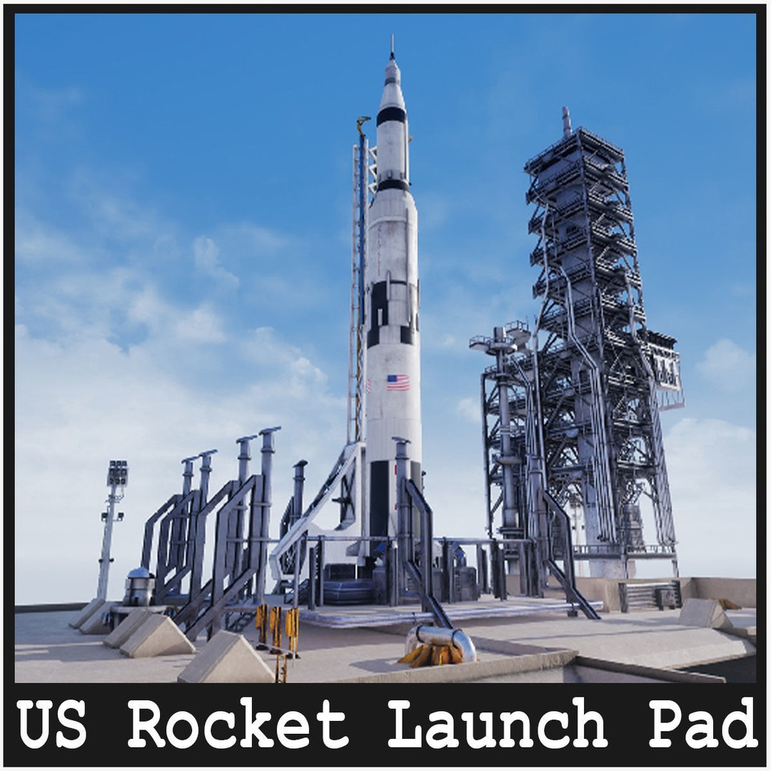US Rocket Launch 3D Model – Low Poly PBR Environment, FBX - View 5