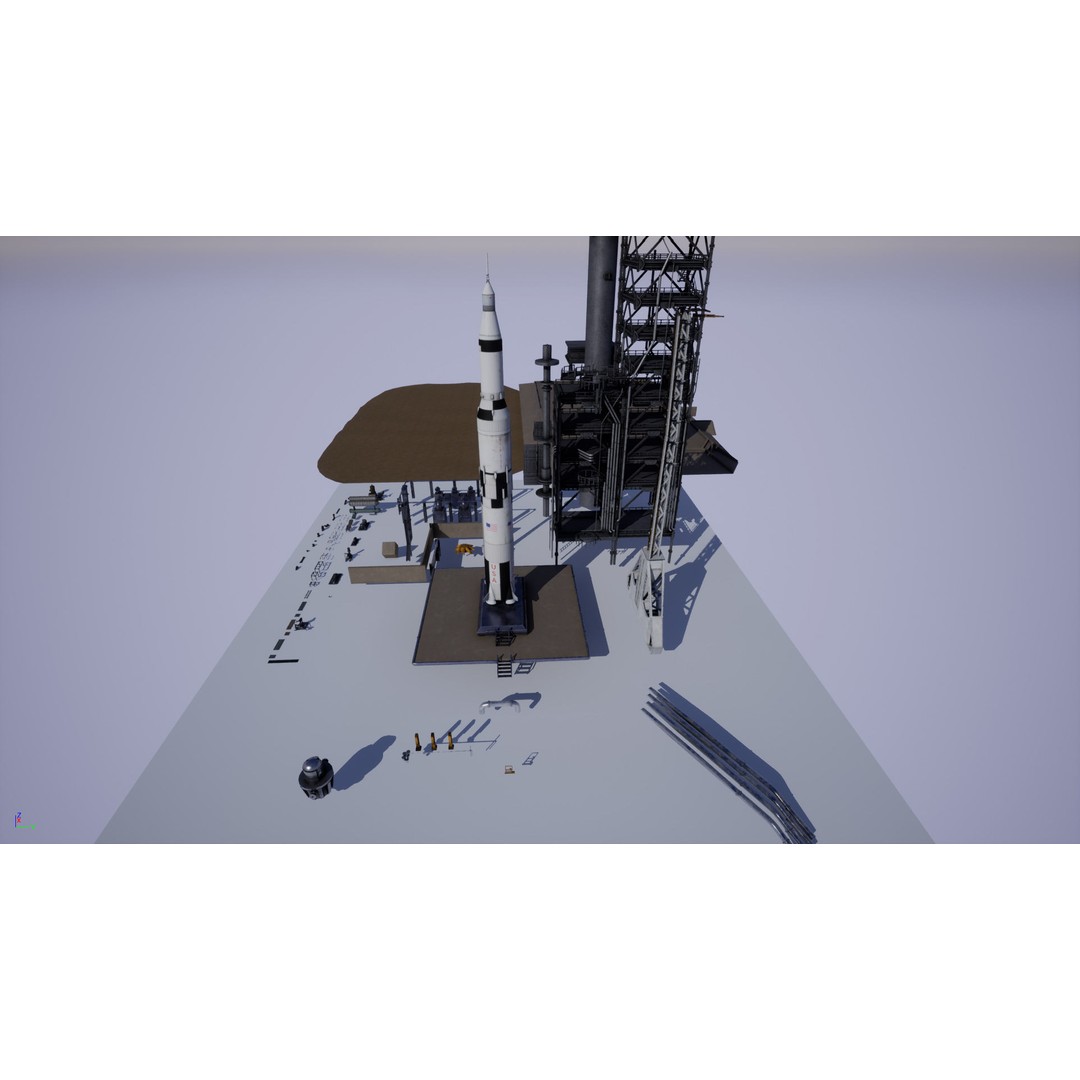 US Rocket Launch 3D Model – Low Poly PBR Environment, FBX - View 6