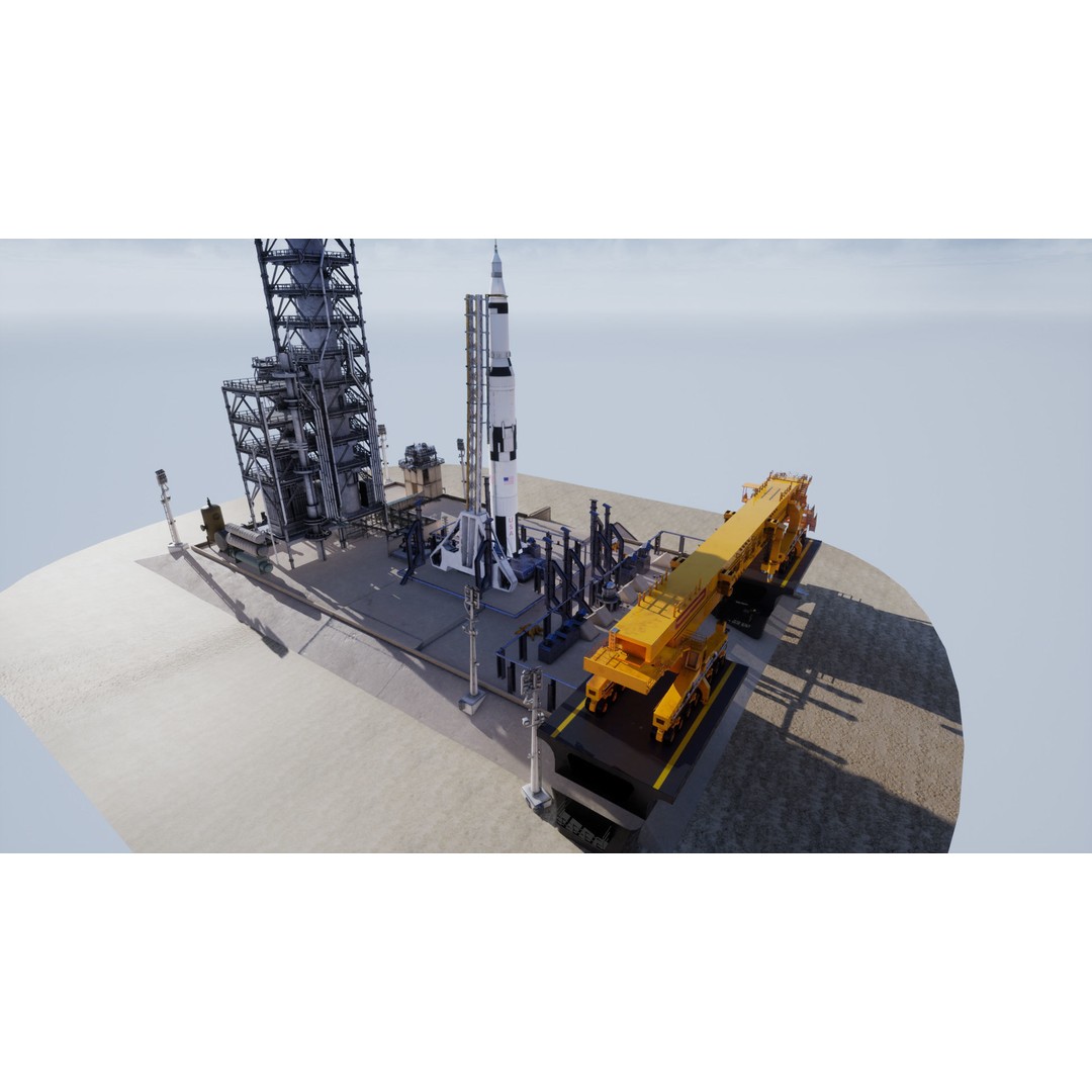 US Rocket Launch 3D Model – Low Poly PBR Environment, FBX - View 9