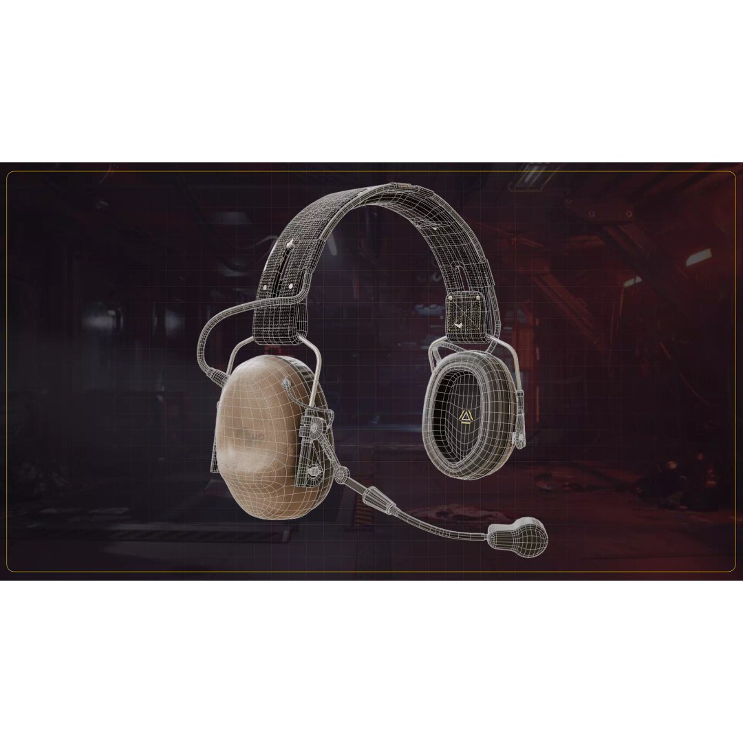Tactical Headphone 3D Model – Low Poly Game Asset, FBX, PBR Textures - View 15