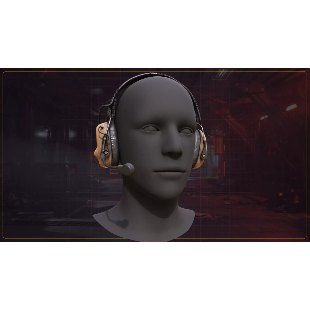 Tactical Headphone 3D Model – Low Poly Game Asset, FBX, PBR Textures - View 18