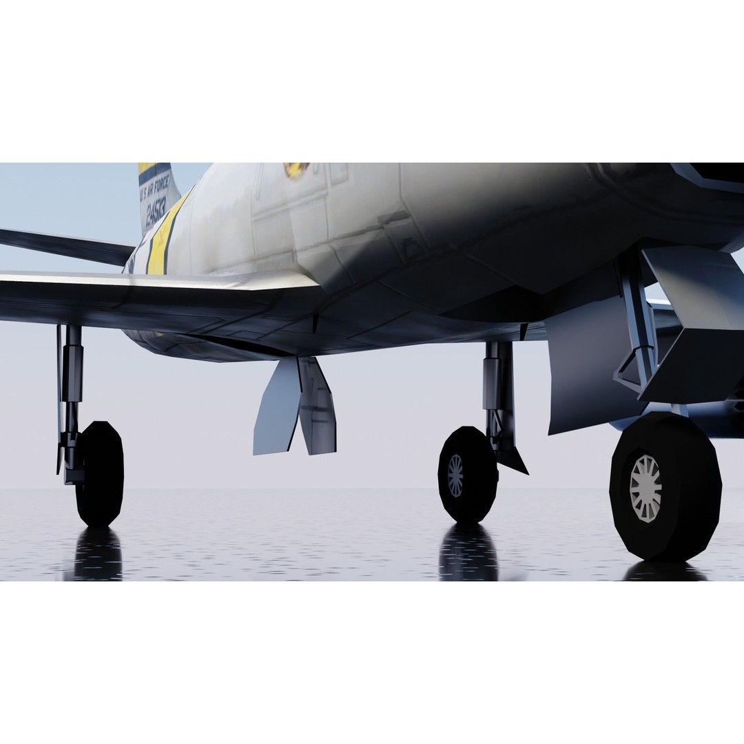 North American F-86 Sabre 3D Model – Low Poly Rigged Aircraft, FBX - View 13