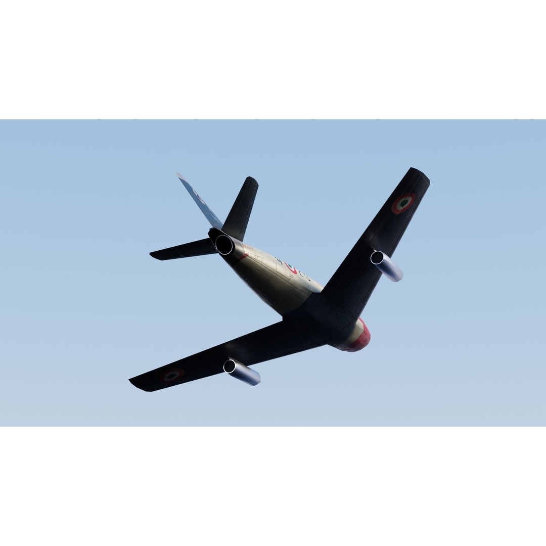 North American F-86 Sabre 3D Model – Low Poly Rigged Aircraft, FBX - View 15