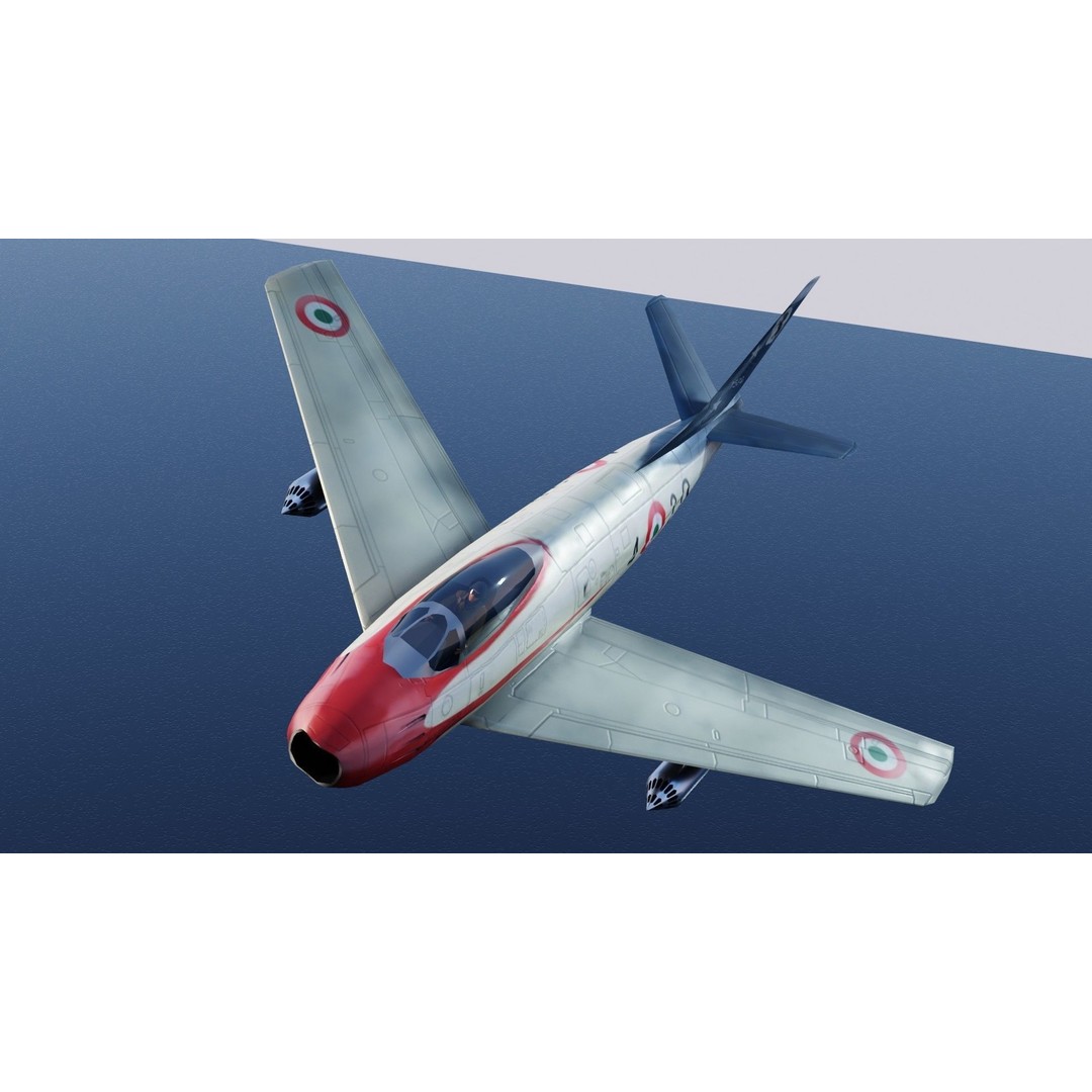 North American F-86 Sabre 3D Model – Low Poly Rigged Aircraft, FBX - View 16