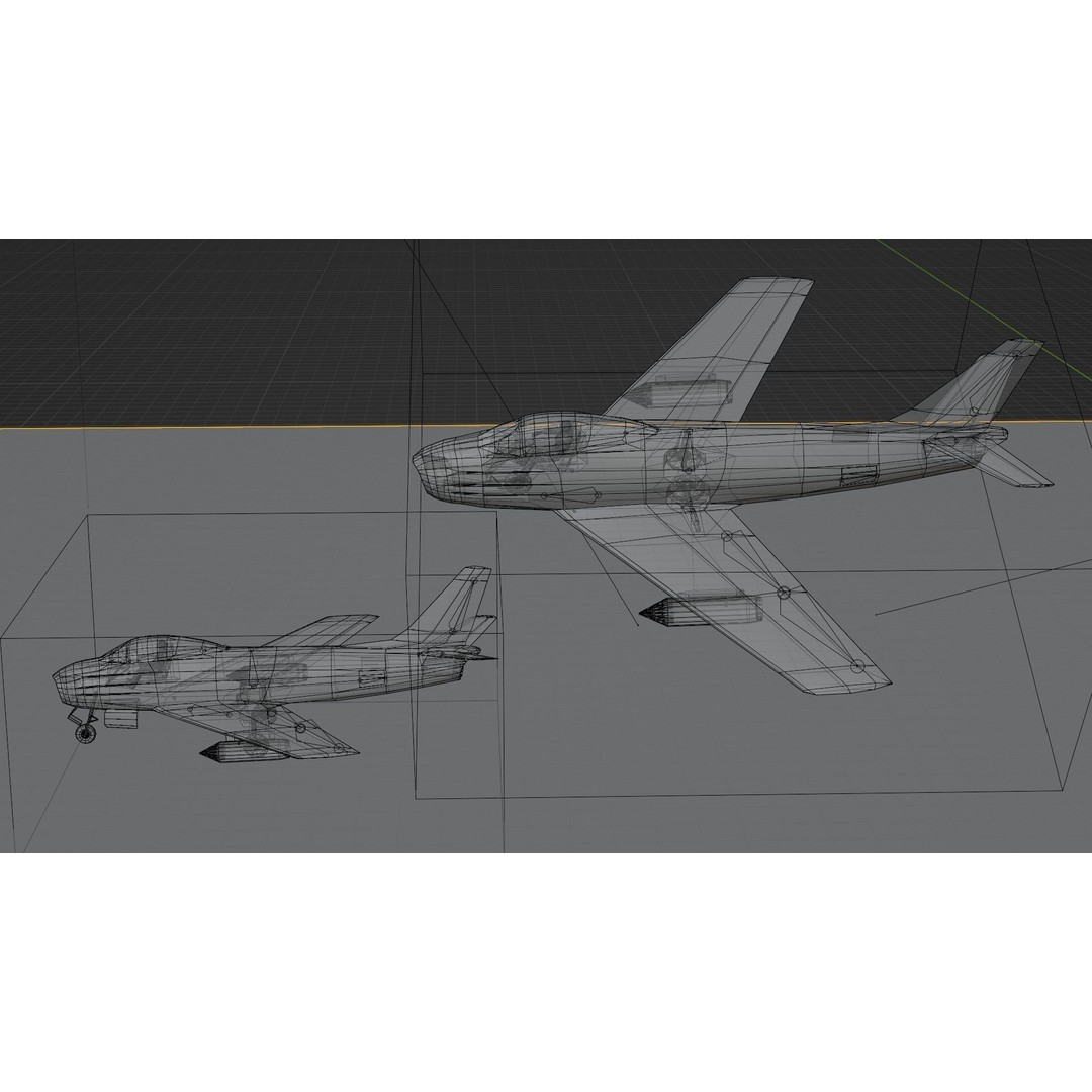 North American F-86 Sabre 3D Model – Low Poly Rigged Aircraft, FBX - View 19