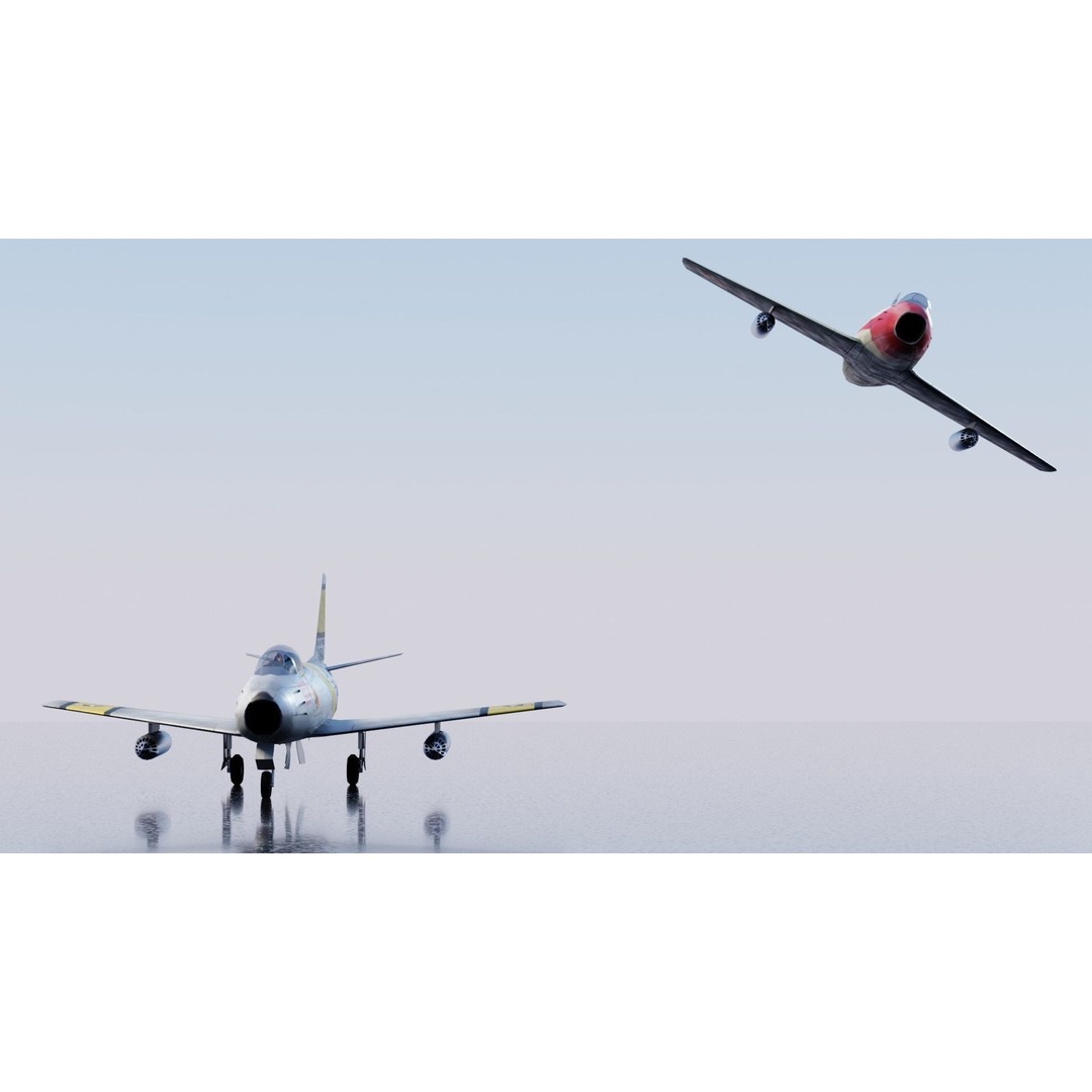 North American F-86 Sabre 3D Model – Low Poly Rigged Aircraft, FBX - View 20