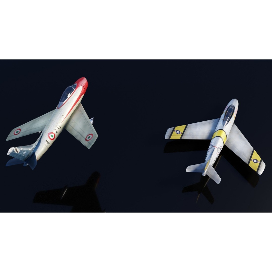 North American F-86 Sabre 3D Model – Low Poly Rigged Aircraft, FBX - View 21