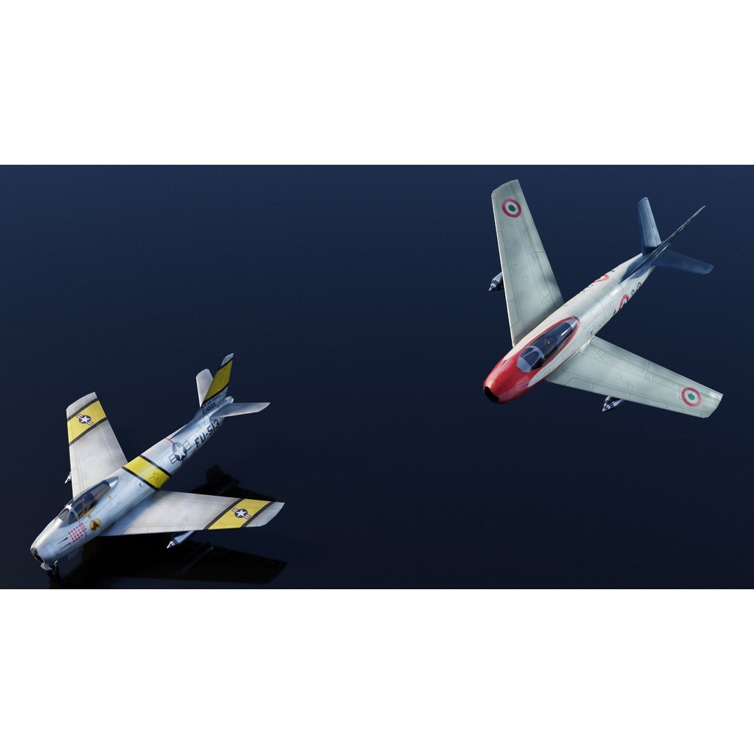 North American F-86 Sabre 3D Model – Low Poly Rigged Aircraft, FBX - View 22