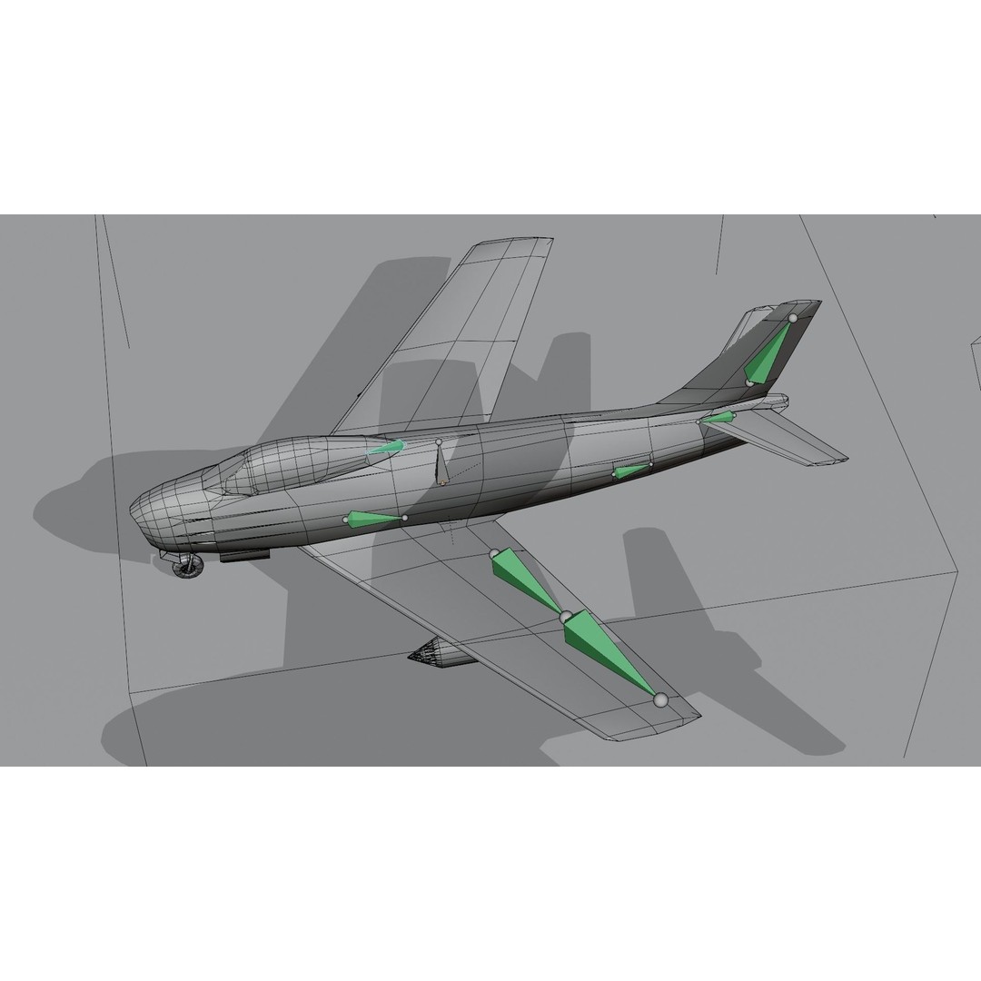 North American F-86 Sabre 3D Model – Low Poly Rigged Aircraft, FBX - View 23