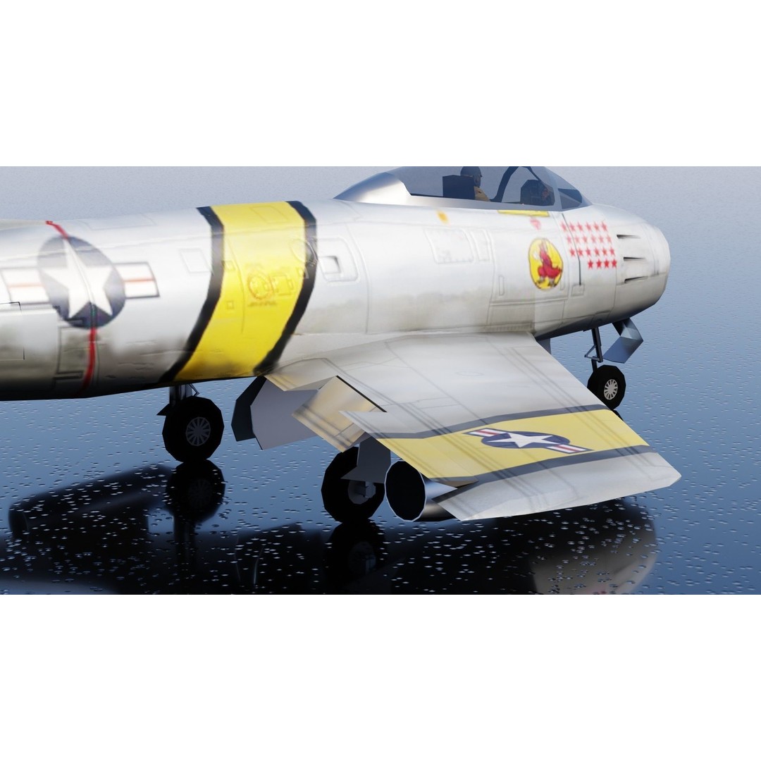 North American F-86 Sabre 3D Model – Low Poly Rigged Aircraft, FBX - View 24