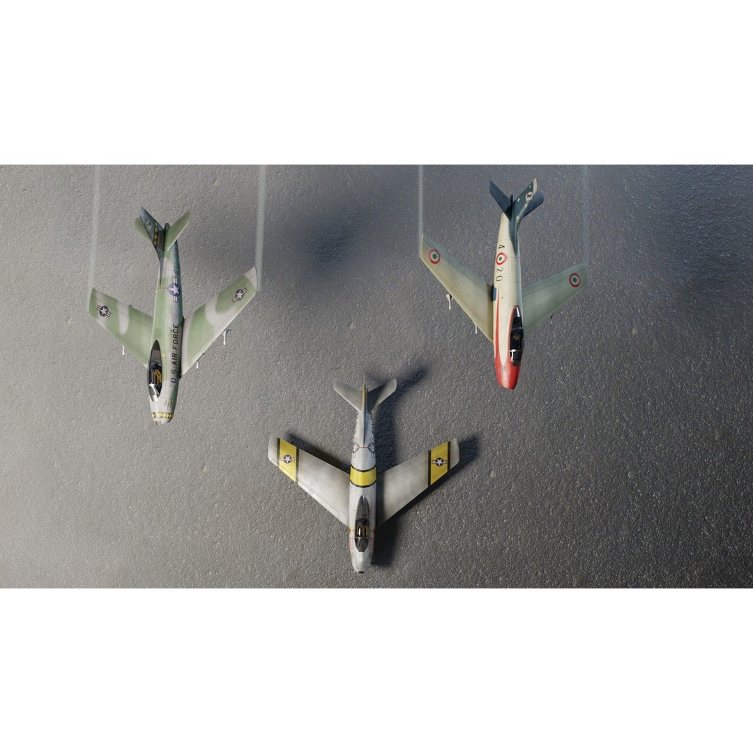North American F-86 Sabre 3D Model – Low Poly Rigged Aircraft, FBX - View 30
