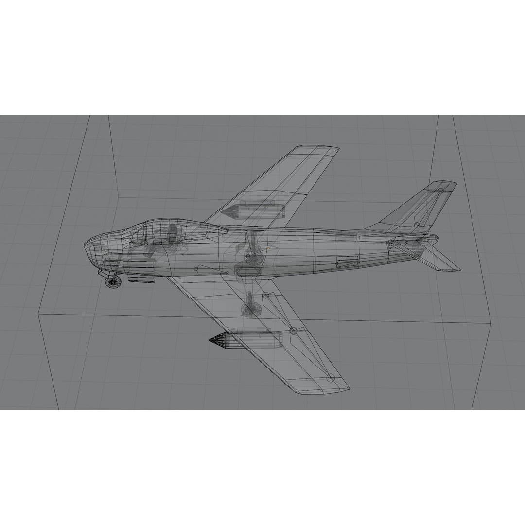 North American F-86 Sabre 3D Model – Low Poly Rigged Aircraft, FBX - View 5
