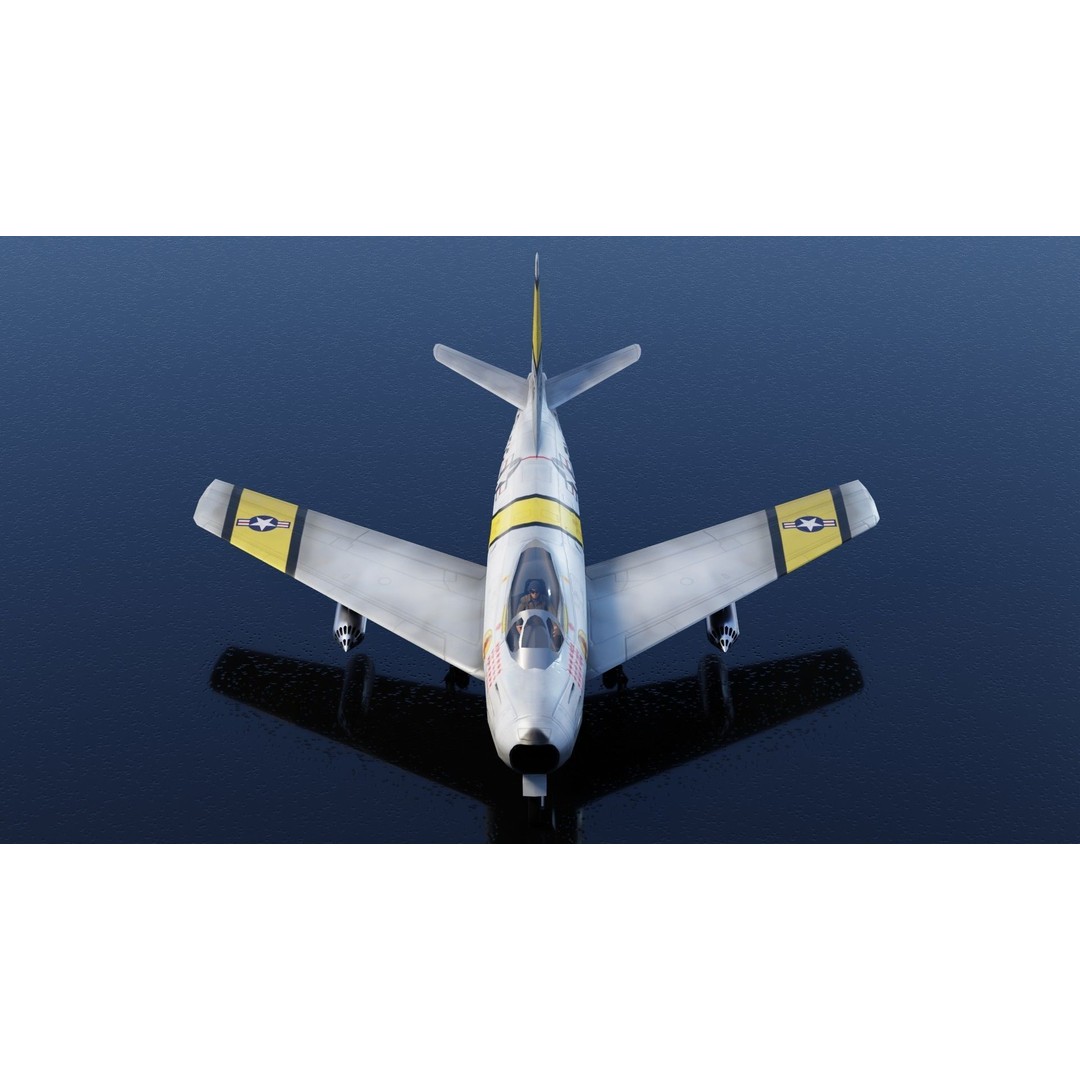 North American F-86 Sabre 3D Model – Low Poly Rigged Aircraft, FBX - View 7