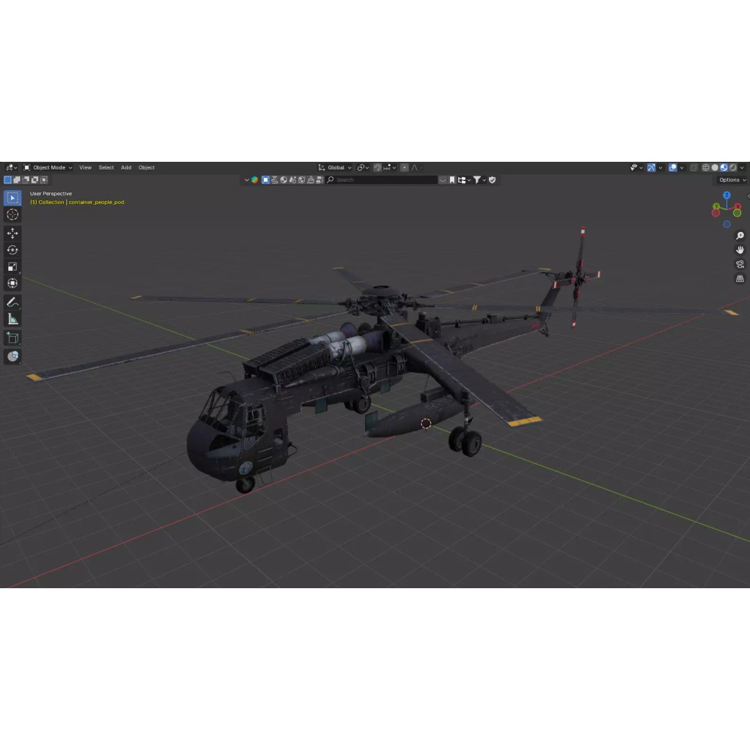 Sikorsky CH-54 Tarhe 3D Model – Low Poly Military Helicopter, FBX