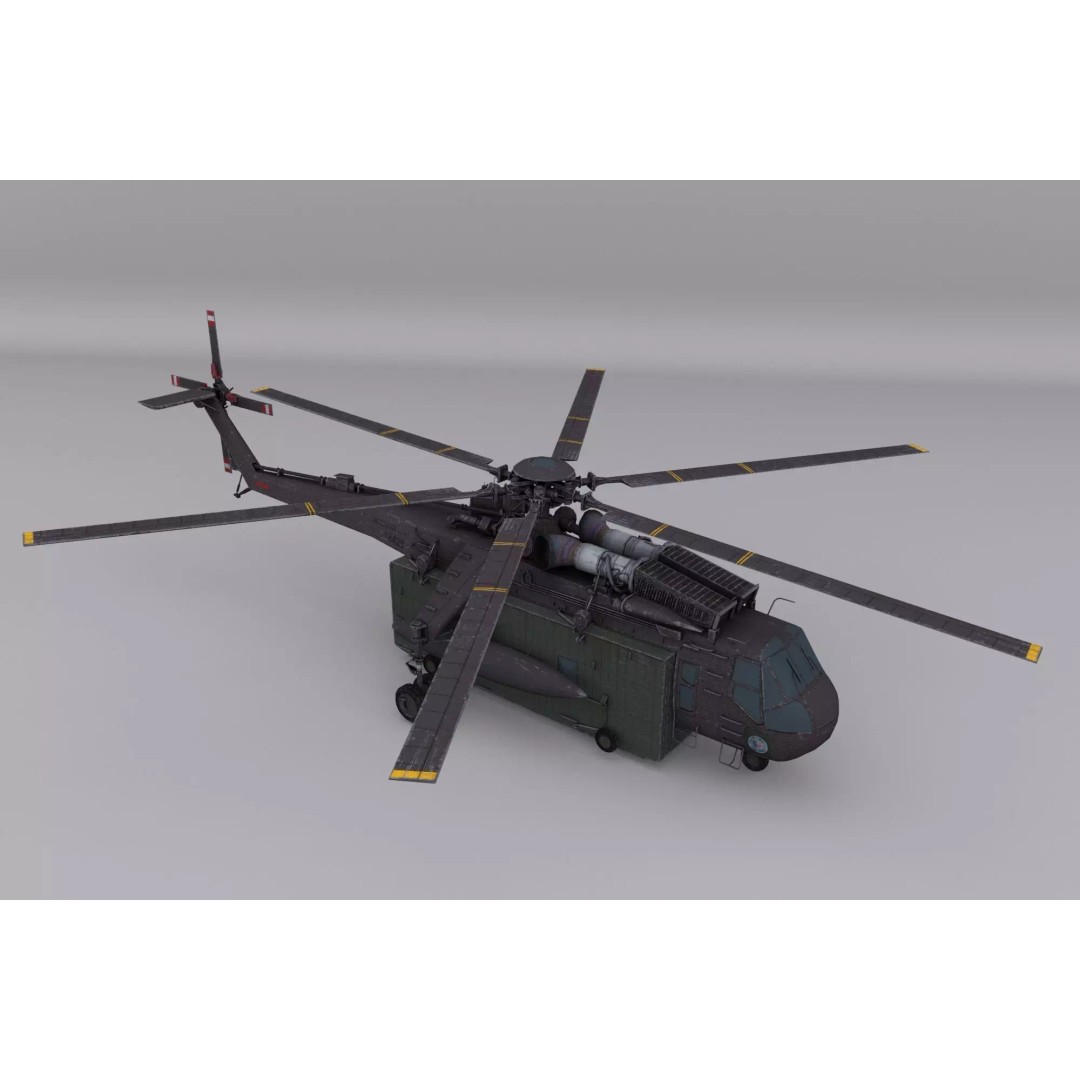 Sikorsky CH-54 Tarhe 3D Model – Low Poly Military Helicopter, FBX - View 10