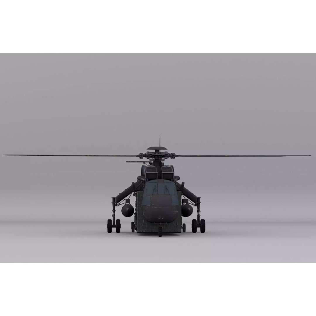 Sikorsky CH-54 Tarhe 3D Model – Low Poly Military Helicopter, FBX - View 11