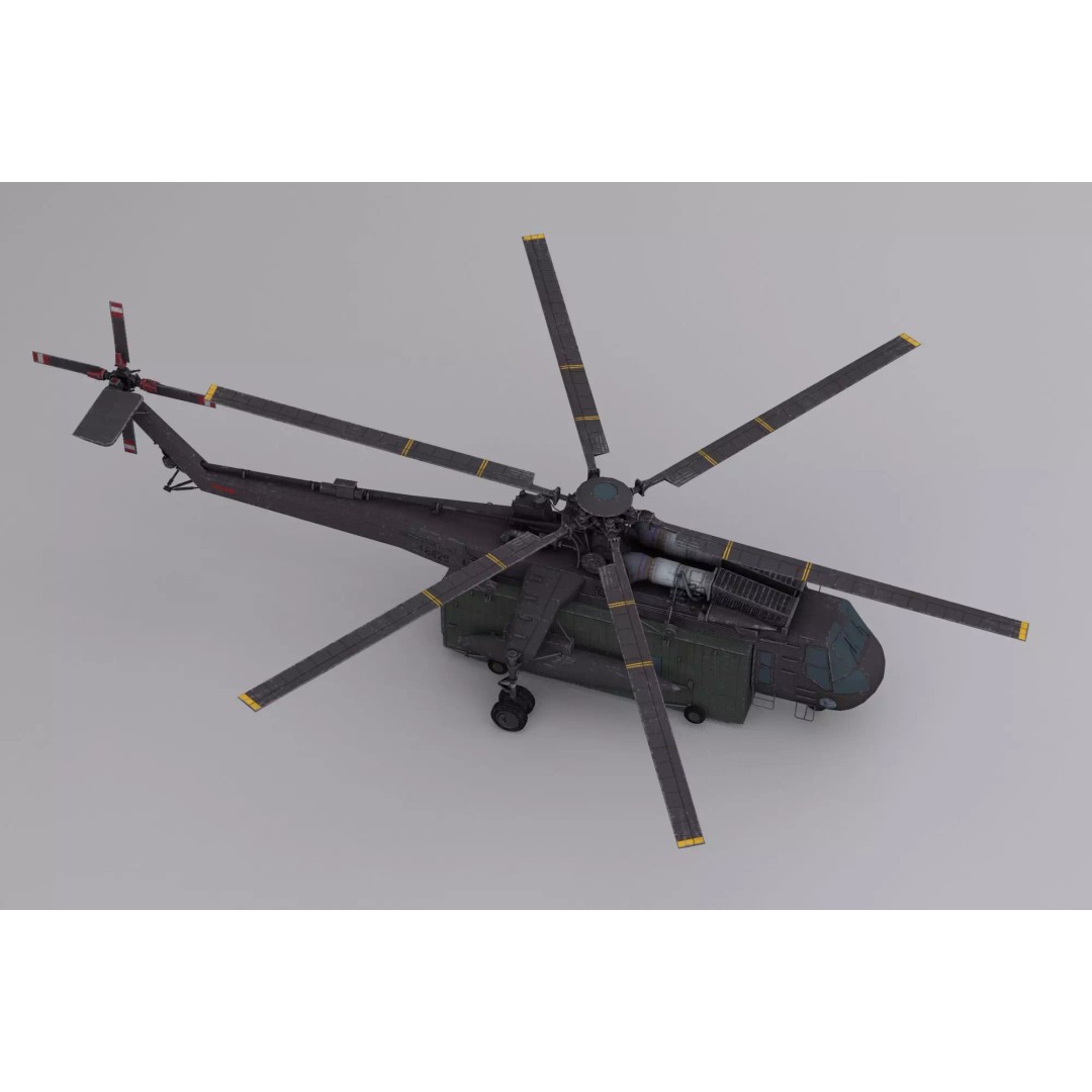 Sikorsky CH-54 Tarhe 3D Model – Low Poly Military Helicopter, FBX - View 12