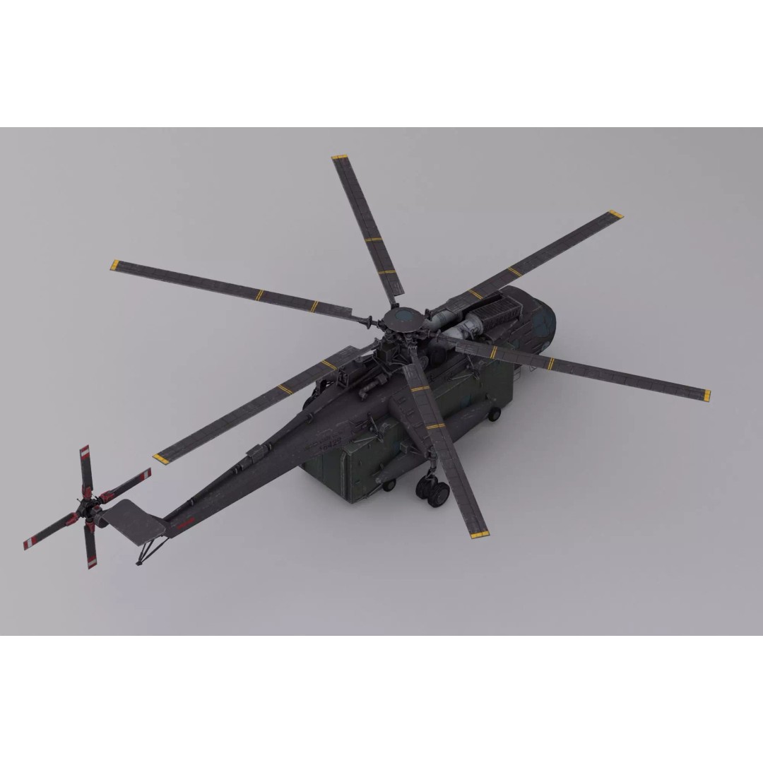 Sikorsky CH-54 Tarhe 3D Model – Low Poly Military Helicopter, FBX - View 13