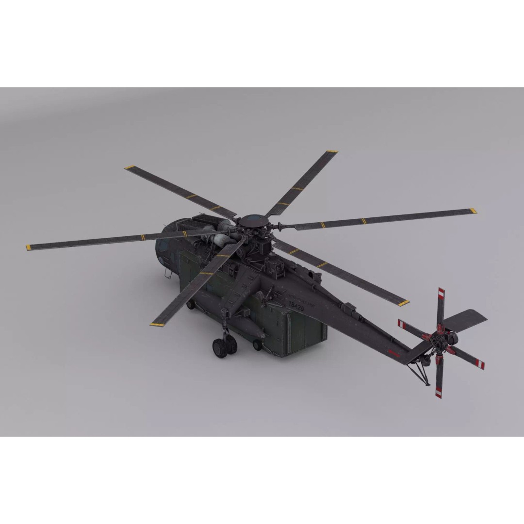 Sikorsky CH-54 Tarhe 3D Model – Low Poly Military Helicopter, FBX - View 14