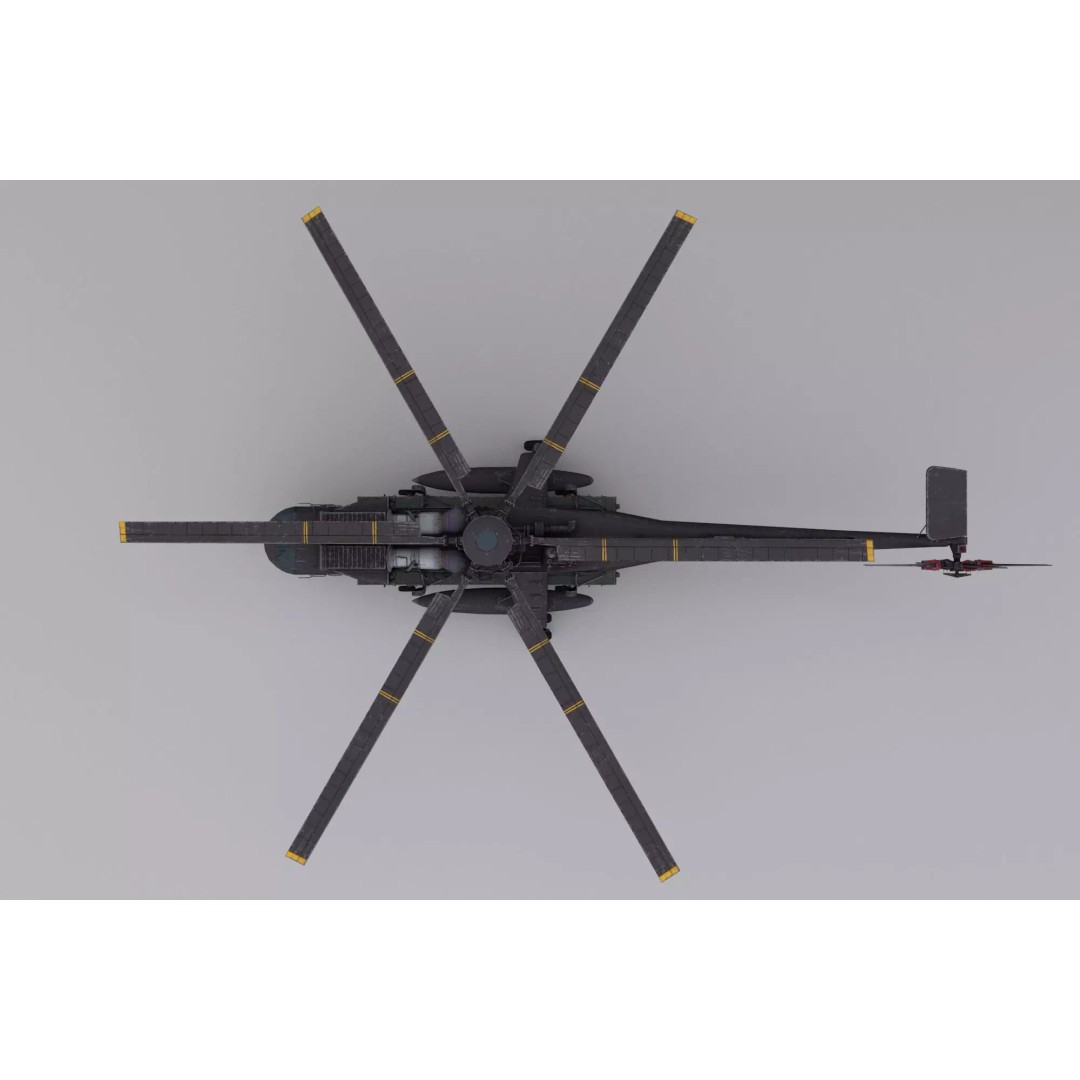 Sikorsky CH-54 Tarhe 3D Model – Low Poly Military Helicopter, FBX - View 16