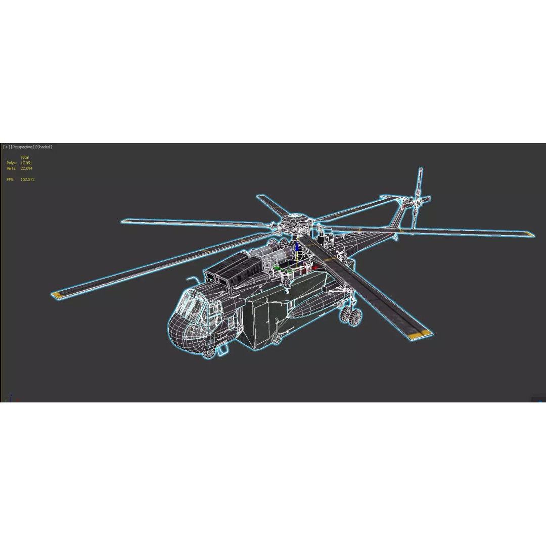 Sikorsky CH-54 Tarhe 3D Model – Low Poly Military Helicopter, FBX - View 18