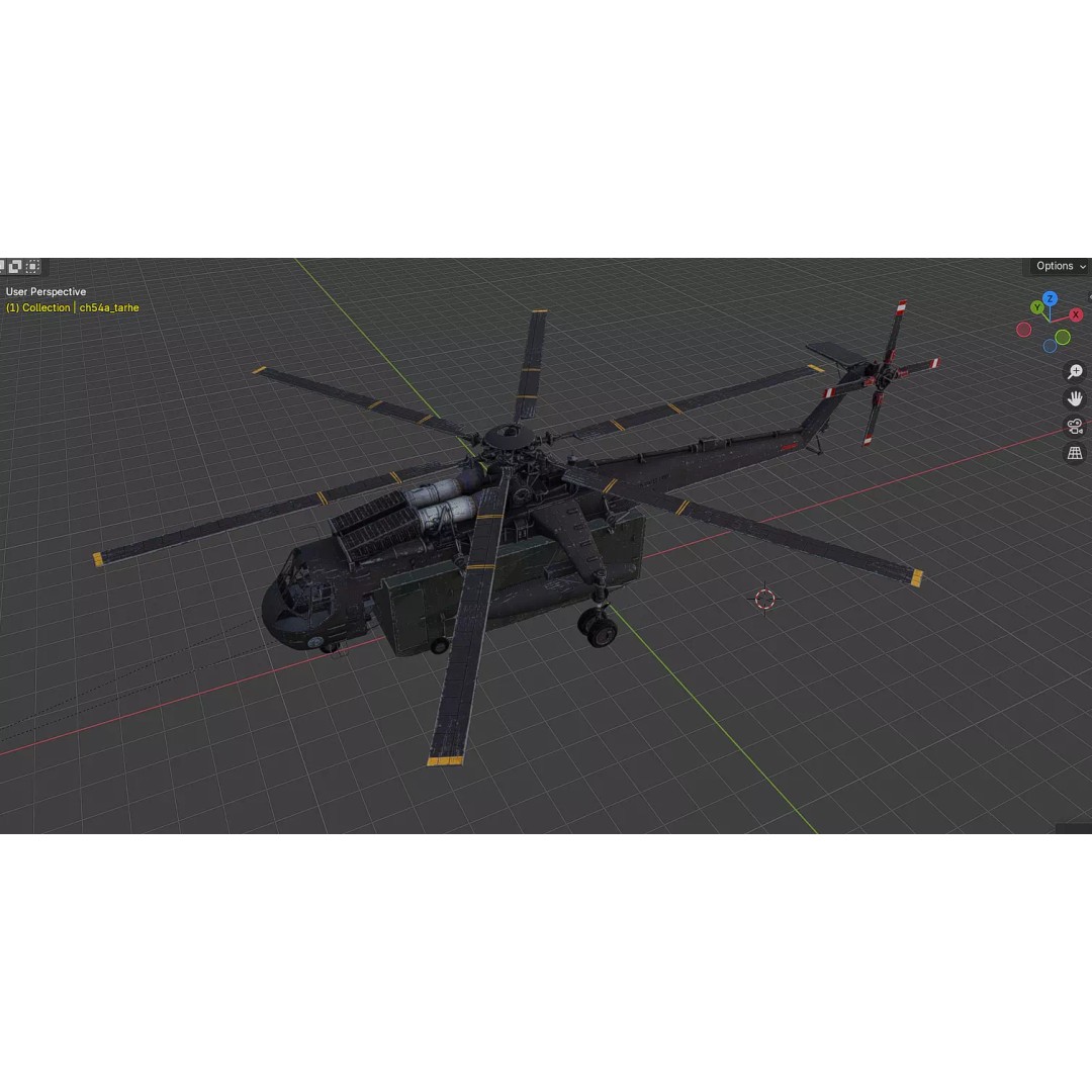 Sikorsky CH-54 Tarhe 3D Model – Low Poly Military Helicopter, FBX - View 19