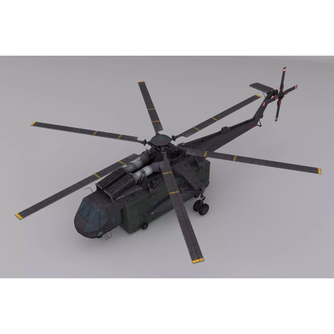 Sikorsky CH-54 Tarhe 3D Model – Low Poly Military Helicopter, FBX - View 2